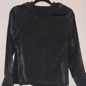 Zara Black Neckline Ruffle Blouse Size M